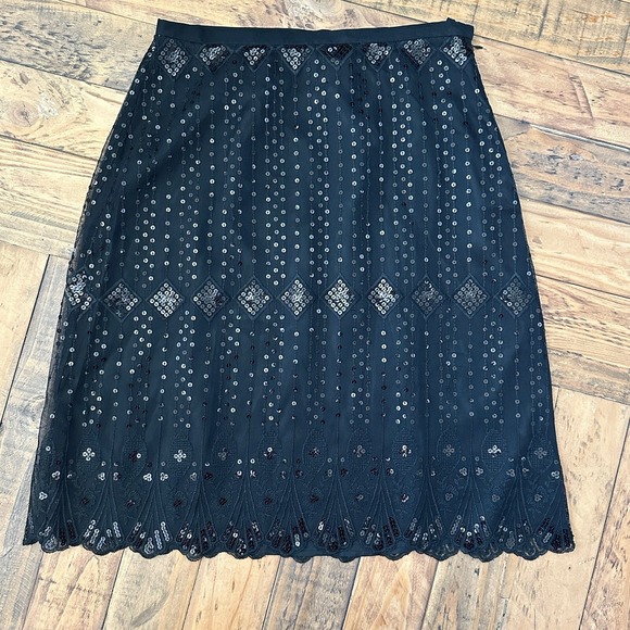 Grace Elements Dresses & Skirts - Women's Sz: 8 Black Sequin and Mesh Scalloped Hem Skirt, Grace Elements 20s 30s